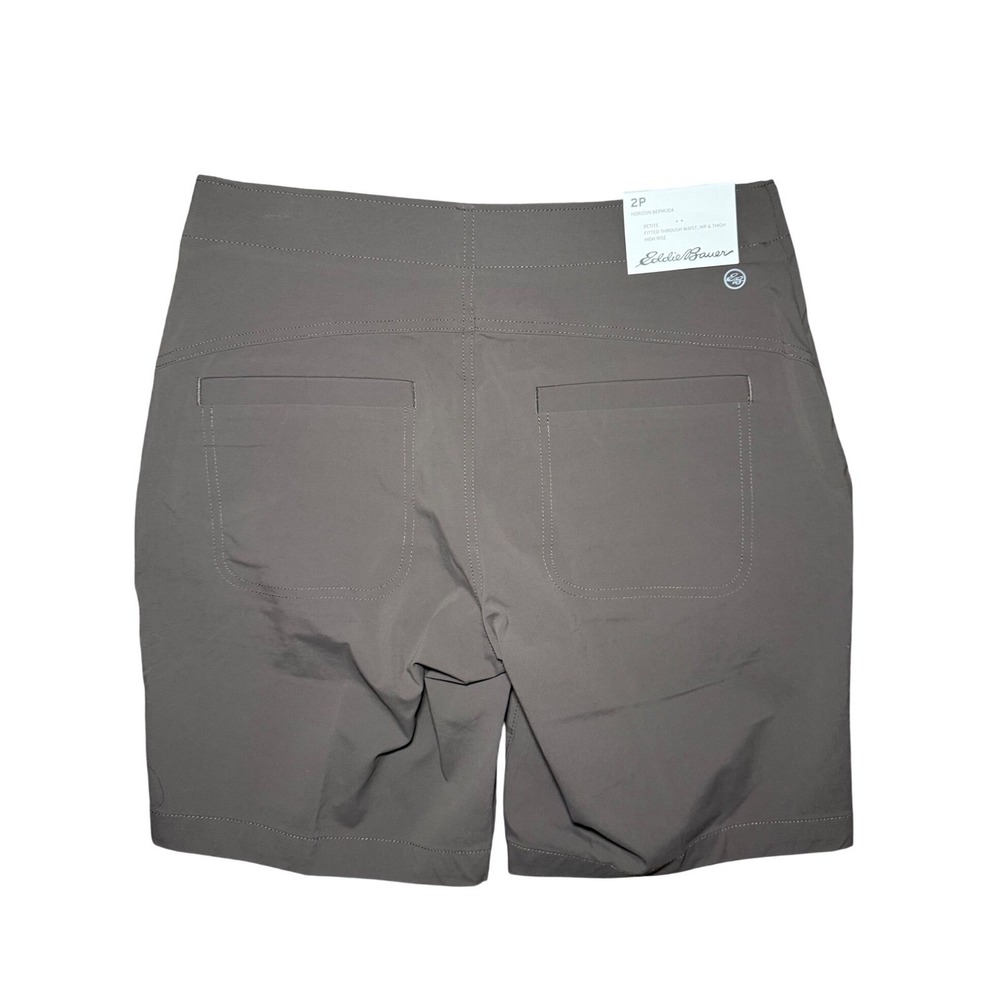 Eddie Bauer Bermuda High Rise Hiking Shorts Women Size 2P Brown NWT - Picture 3 of 9